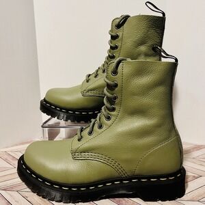 Dr Martens 1460 Pascal Virginia Muted Olive Leather Lace Up Women 7 Boots